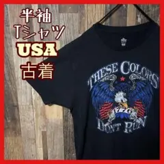 ブラック アーチロゴ M ワシ 大判 メンズ USA古着 半袖 Tシャツ