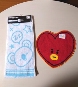 BTS BT21マフラータオル MUFFLER TOWEL・ダイカットハンドタオル TATA KOYA 新品タグ付き 2枚セット