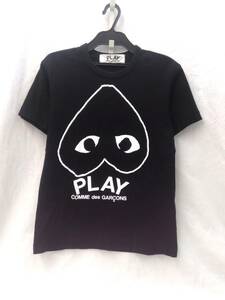 PLAY COMME des GARCONS プレイコムデギャルソン メンズ 半袖Tシャツ 黒 ブラック M 逆ハートラインプリント 店舗受取可