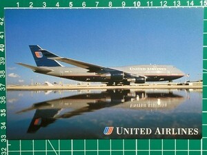 a1【ユナイテッド航空】United Airlines 絵はがき [Boeing ボーイング 747-400] 非売品ポストカード [日本語解説入]