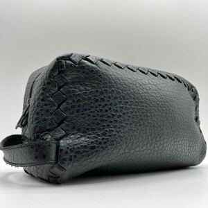 【至高の逸品】BOTTEGA VENETA ボッテガ イントレチャート クラッチバッグ セカンドバック ハンド レザー ビジネス メンズ ブラック 黒