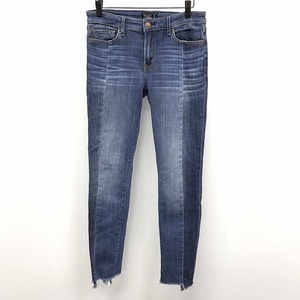 アバクロンビーアンドフィッチ Abercrombie＆Fitch スキニー デニム パンツ ジーンズ 裾カットオフ ストレッチ USED加工 27 青 レディース