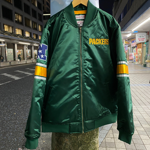 USA正規品【L】 Mitchell&Ness ミッチェル&ネス NFL グリーンベイ Packers パッカーズ サテン スタジアムジャンパー スタジャン アメフト