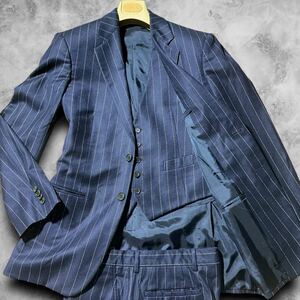 定価90万!!!神のオーラ!!!【GIORGIO ARMANI ジョルジオ アルマーニ】極上のカシミヤ◎スリーピース◎光沢◎ストライプ スーツ 48 L