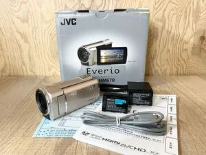 JVC ビクター Everio エブリオ 32GB デジタルHDビデオカメラ GZ-HM670-N ゴールド ハイビジョンメモリームービー バッテリー/取説/箱付き