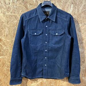 KADOYA RIDE WORK SHIRT S カドヤ インディゴ デニム 長袖シャツ パテッド ダイヤモンドステッチ MADE IN JAPAN