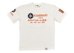 カミナリ　完売商品！　半袖Tシャツ　OFF-WHITE　Sサイズ　ちょっと難あり　KMT-48