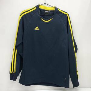 送料無料h45797 adidas アディダス トレーニングシャツ トレーナー 三本線 紺 イエロー S