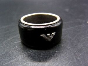 ■美品■ EMPORIO ARMANI エンポリオアルマーニ リング 指輪 アクセサリー 約20号 ブラック系×シルバー系 DF0609