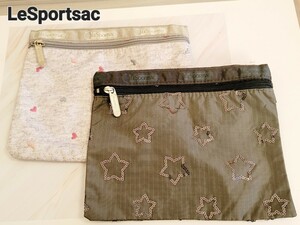 【LeSportsac】レスポートサック ポーチ 2点セット 星 スパンコール ハート刺繍