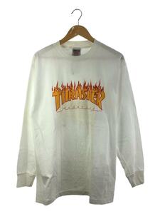 THRASHER◆長袖Tシャツ/L/コットン/WHT