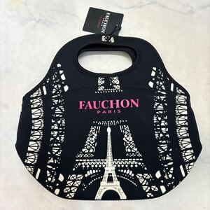 新品 タグ付FAUCHON PARIS TOTE BAG ハンドバッグ 黒 ブラック エッフェル塔 レディース