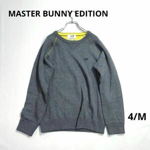 マスターバニー　ニットセーター　クルーネック　グレー　4/M メンズ ゴルフ　MASTER BUNNY EDITION　マスターバニーエディション