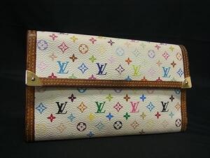 1円 LOUIS VUITTON ヴィトン M92659 モノグラムマルチカラー ポルトトレゾール インターナショナル 三つ折り 長財布 アイボリー系 FB8531