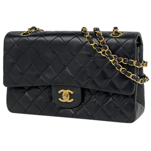 シャネル CHANEL マトラッセ Wフラップ チェーン ショルダーバッグ ココマーク ショルダーバッグ レザー ブラック A01112 レディース 中古