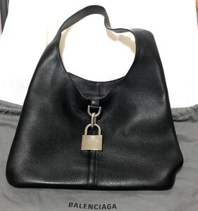 今シーズン 秋冬 極上美品 BALENCIAGA LOCKER バレンシアガ ホーボーバッグ 上質レザー メンズ レディース トート IW408DB08BLN80