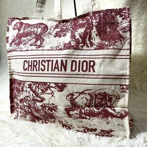 1円●未使用●Dior クリスチャンディオールトートバック キャンバス トワル ドゥ ジュイ エンブロイダリー ミディアム ボルドー