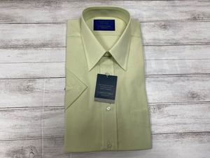CARPENTARIA/カーペンタリア えり回り38 半袖ドレスシャツ ワイシャツ ライトグリーン系 綿100％ 日本製 LPL954-41-74
