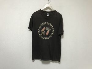 本物ハリウッドランチマーケットHRMコットンプリント半袖Tシャツメンズサーフアメカジミリタリービジネス茶ブラウン2M日本製