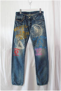 HYSTERIC GLAMOUR/ヒステリックグラマー/HYSTERIC JEANS/プリントデニムパンツ/スタッズ/サイズXS/③