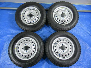 バランス済！鉄ホイール 12-3.5B 4H/100 ET40？ + BRIDGESTONE RD-604 145R12 6PR LT 中古4本 ハイゼット カーゴ トラック Z00814