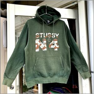 ★STUSSY　ステューシー　00s　USA製　スウェット パーカー　N°4　size S★検 ビンテージ 90s トレーナー ジャケット シャツ 迷彩 古着