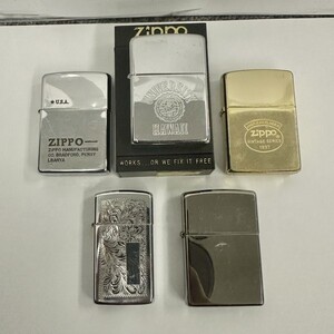 I156 まとめ ▲ Zippo ジッポー オイルライター 5点セット ハワイ大学 ベネチアン スリム シルバー ゴールド 他 喫煙具 5点火花あり