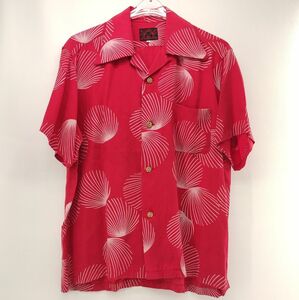 EVISU 半袖シャツ 40 レッド 赤 総柄 エヴィス オープンカラーシャツ メンズ◆3101/西伊場店