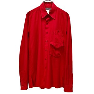 Yohji Yamamoto Pour Homme 【men4247I】 コットンブロード変形ダブルポケットスクエアカットシャツ Archive 赤 レッド トップス AR