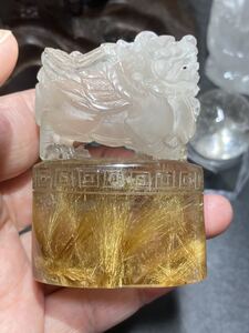 値引き不可【ハイクオリティ】ルチル クオーツ 貔貅 約158g 彫りの細かい 0526