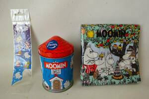 MOOMIN ムーミン☆Muumi フィンランド【ムーミン屋敷のFazer空き缶ケース＆ペーパーナフキン20シート＆フィンランドのシール】計3点セット