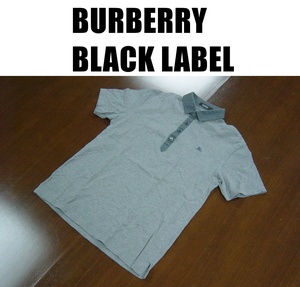 バーバリーブラックレーベルポロシャツ/BURBERRY BLACK LABEL半袖シャツ/グレー/サイズ２/三陽商会/日本製　