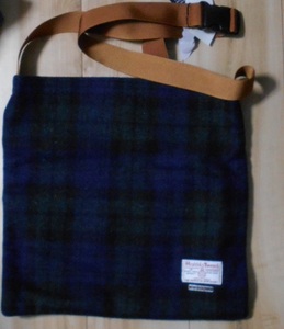 ハリスツイード　Harris Tweed　ショルダーバッグ ショルダー（調整可能）　青緑黒チェック　THE CO-OPERATIVE　㈱ヘミングス　百貨店購入