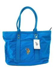 U.S.POLO ASSN. Washed Cotton Tote bag  キャンバス ブルー 無地 USPA-2642