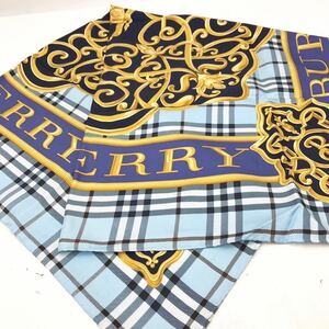 Burberry バーバリー スカーフ ストール ノバチェック シルク ブルー系 【DFM011】【NK6318】