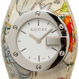 稼動品 GUCCI 104 Gバンデュー レディース腕時計 花柄 special edition QZ