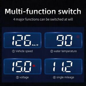 汎用 HUD ヘッドアップディスプレイ OBD2 スピード 速度 水温 電圧 フロントガラス プロジェクター 警報システム