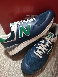 新品 未使用 New Balance ゴルフシューズ UGS574 L3 27cm ネイビー グリーン 紺 緑 ニューバランス 574 固定式ゴムスパイク メンズ ゴルフ