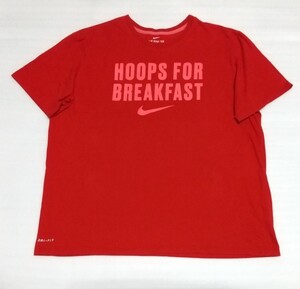 ☆THE NIKE TEE半袖TシャツXLサイズ ラバーHOOPS FOR BREAKFASTプリント スポーツATHLETIC CUTウェアDRI-FITティー ナイキBETTER WORLD.COM