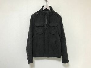 本物アバクロアンドフィッチAbercrombie&fitchウールダメージ加工ミリタリージャケットグレーメンズS