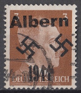 ドイツ第三帝国占領地 普通ヒトラー(Albern)加刷切手 3pf