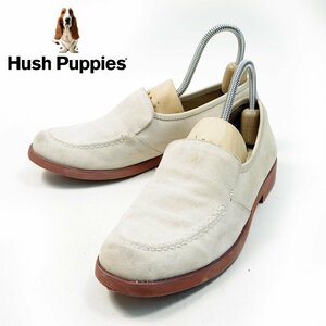 24.5cm相当　Hush Puppies　ハッシュパピー　スウェード　ローファー　スリッポン　革靴　レザーシューズ　ホワイト　レディース　/U5860