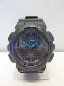 CASIO カシオ G-SHOCK GA-100-1A2JF デジアナ 腕時計 ラバーバンド 稼働品 クオーツ ブラック×ブルー