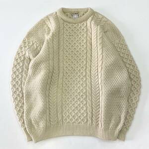 ビンテージ 80s l.l. bean ウール アラン フィッシャーマン セーター ニット バーズアイ エルエルビーン ll bean aran wool fisherman knit