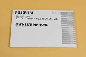  ★美品★Fujifilm フジフィルム　FUJINON XF 18-135mm F3.5-5.6 R LM OIS WR 使用説明書 (k-066)