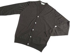  メンズ M ジョンスメドレー 最高級メリノウール カーディガン WELBECK DARK COCOA JOHN SMEDLEY イギリス製★