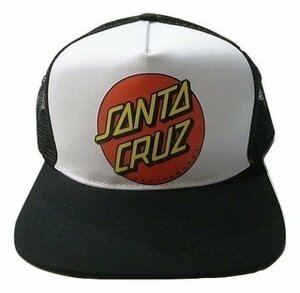 JB即決 SANTA CRUZ　サンタクルーズ CLASSIC DOT ドットロゴ メッシュキャップ 白x黒 CAP SANTACRUZ 新品