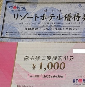 共立メンテナンス 株主優待 券 16000円分 (=1000円券 x 16枚) + リゾートホテル優待券 6枚 2025.6.30迄 匿名配送無料 未使用 ドーミーイン