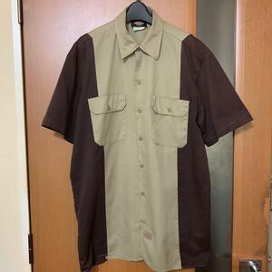 人気 90s～『Dickies』パネル切り替え半袖ワークシャツ ディッキーズ Mサイズ 半袖シャツ