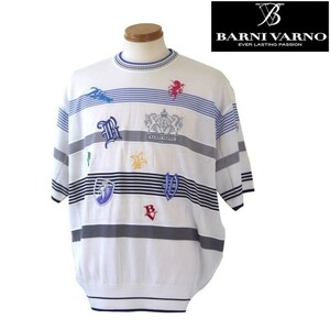 【春夏SALE】 バーニヴァーノ/BARNIVARNO 半袖ニット LLサイズ 812-白系